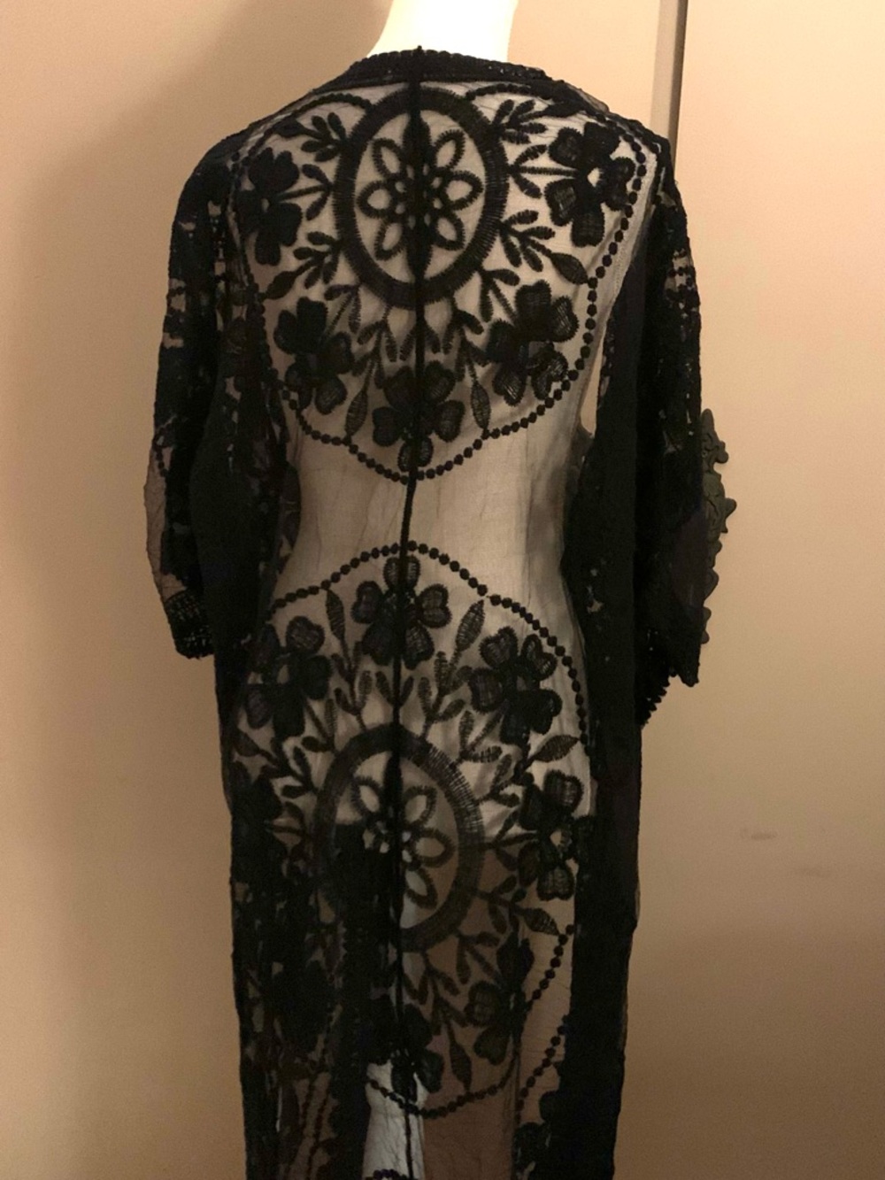Rebellion Black Sheer Lace Kimono - Picture 3 of 7